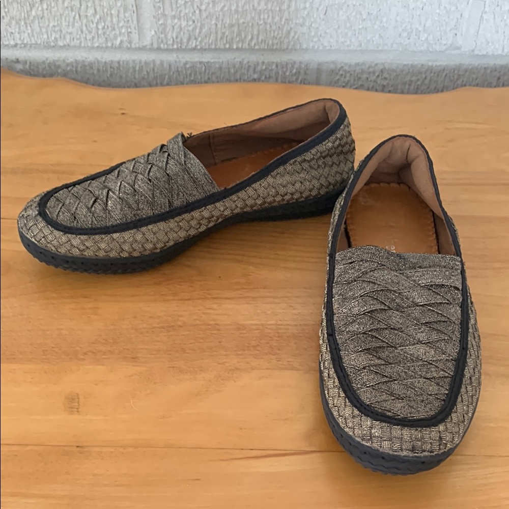Bernie Mev LOLA Bronze Women's EU 37 Slip on Flat Loafer Woven Memory Foam GUC